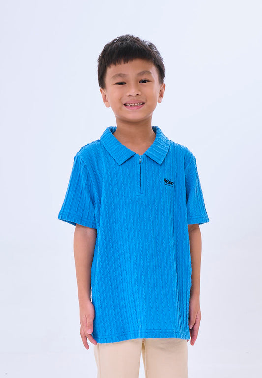 Mossimo Kids Briarson Blue Textured Polo Shirt