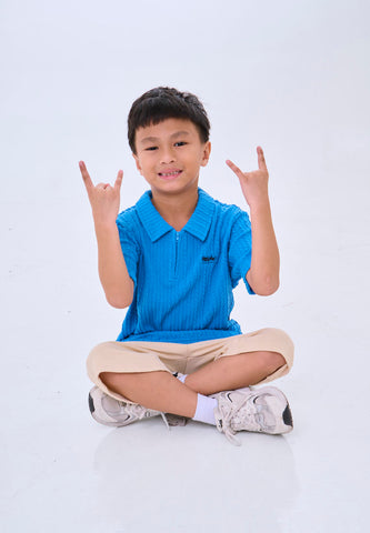 Mossimo Kids Briarson Blue Textured Polo Shirt