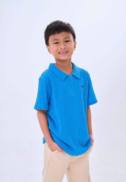 Mossimo Kids Briarson Blue Textured Polo Shirt