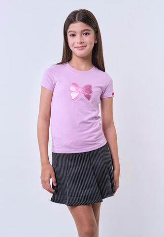 Mossimo Kids Girls' Lavender Ribbon Embroidered Basic Tshirt