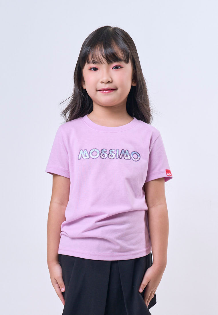 Mossimo Kids Girls' Lavender Multi Glitter Logo Basic Tshirt