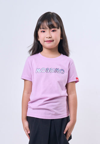 Mossimo Kids Girls' Lavender Multi Glitter Logo Basic Tshirt
