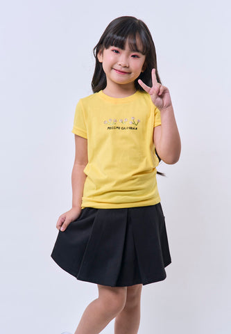 Mossimo Kids Girls' Yellow Floral Rhinestone Basic Tshirt