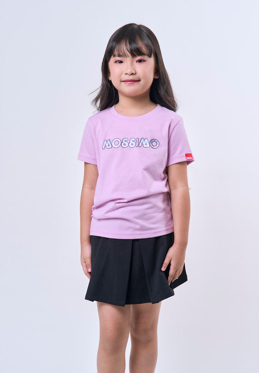 Mossimo Kids Girls' Lavender Multi Glitter Logo Basic Tshirt