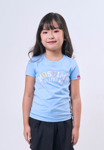 Mossimo Kids Girls Crystal Blue Embossed Logo Basic Tshirt