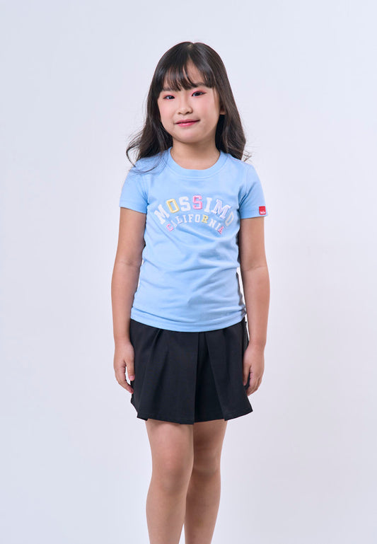 Mossimo Kids Girls Crystal Blue Embossed Logo Basic Tshirt