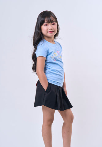 Mossimo Kids Girls Crystal Blue Embossed Logo Basic Tshirt