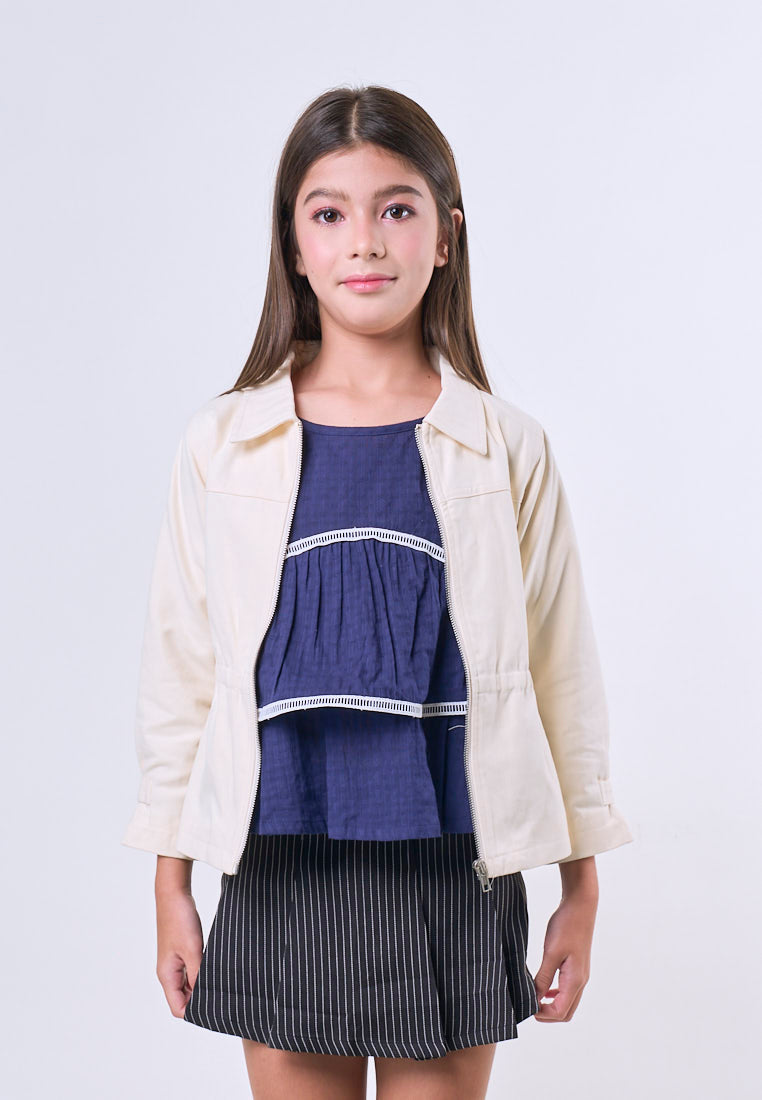 Mossimo Kids Girls Beige Zipper Collar Jacket