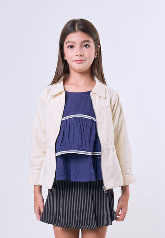 Mossimo Kids Girls Beige Zipper Collar Jacket