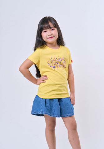 Mossimo Kids Girls' Yellow Stars Logo Graphic Tshirt