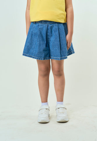 Mossimo Kids Girls Med Blue Bermuda Pleated Denim Skort