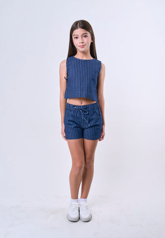 Mossimo Kids Med Blue Striped Denim Top & Shorts Set - For Girls, For Kids