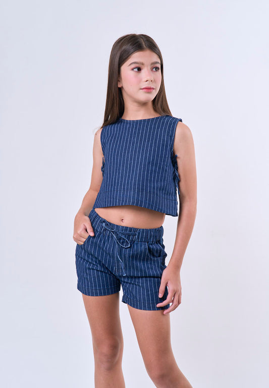 Mossimo Kids Med Blue Striped Denim Top & Shorts Set - For Girls, For Kids