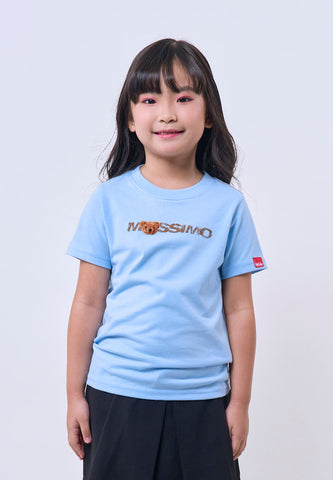 Mossimo Kids Unisex Blue Velvet Mossybear Logo Basic Tshirt
