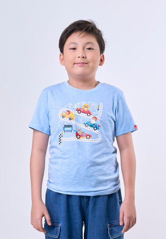 Mossimo Kids Boys Light Blue Racing Cart Print Basic Tshirt