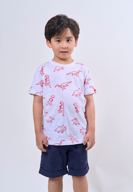Mossimo Kids Boys' White Dino Origami Graphic Tshirt