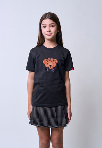 Mossimo Kids Unisex Black Mossybear Hipster Velvet Tshirt