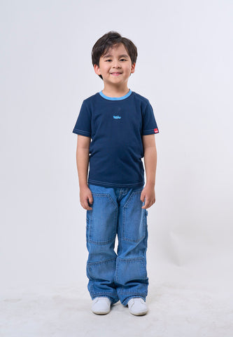 Mossimo Kids Boys' Navy Blue Ringer Embroidered Logo Top