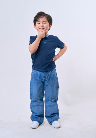 Mossimo Kids Boys' Navy Blue Ringer Embroidered Logo Top