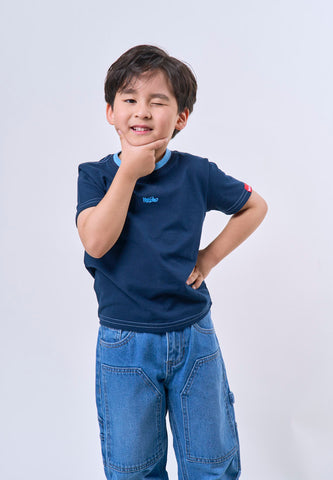 Mossimo Kids Boys' Navy Blue Ringer Embroidered Logo Top
