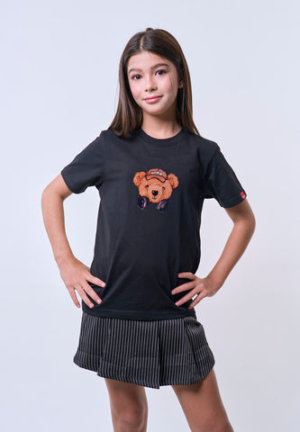 Mossimo Kids Unisex Black Mossybear Hipster Velvet Tshirt
