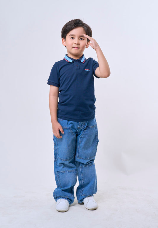 Mossimo Kids Boys' Navy Blue Stripe Collar Polo Shirt