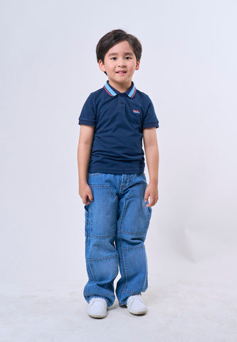 Mossimo Kids Boys' Navy Blue Stripe Collar Polo Shirt