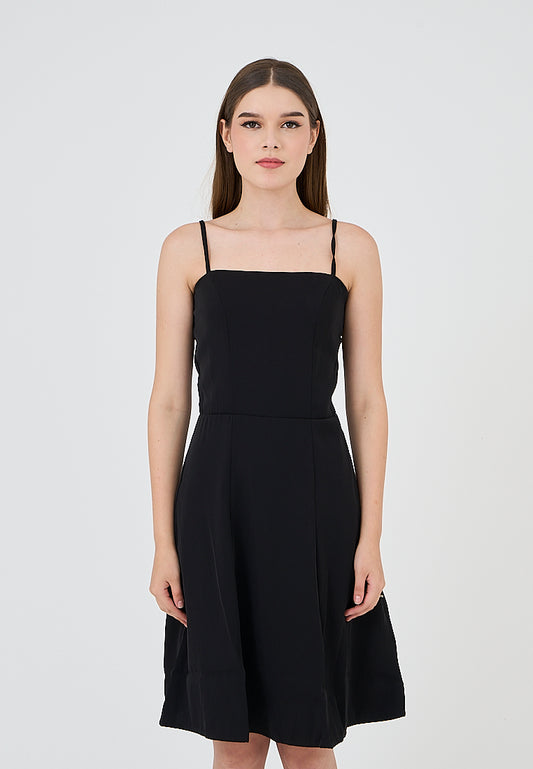 Mossimo Kaitlyn Black Square Neck Midi Empire Dress
