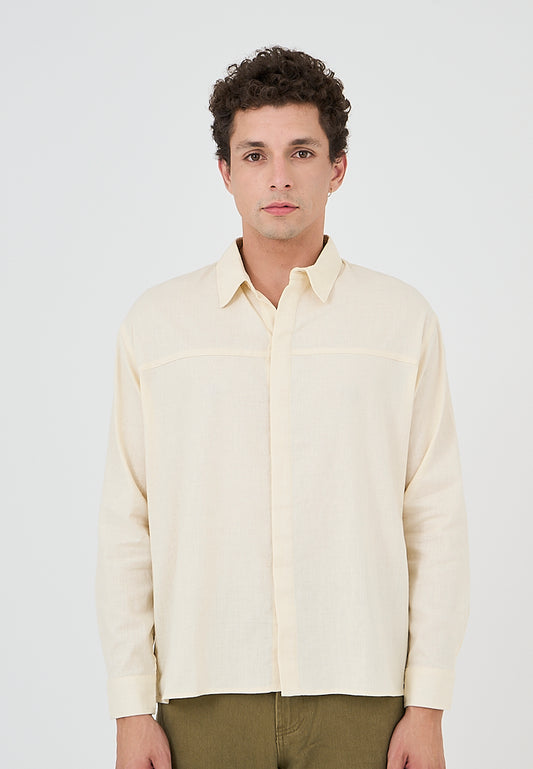 Mossimo Paul Light Yellow Woven Long Sleeves Buttondown