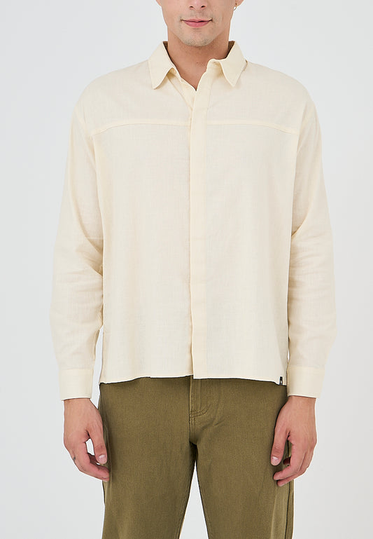 Mossimo Paul Light Yellow Woven Long Sleeves Buttondown