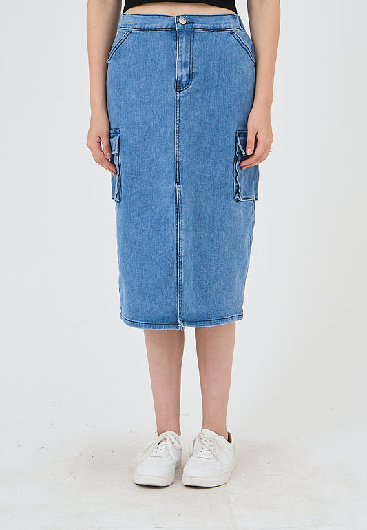 Mossimo Arabella Medium Blue Mid Rise Cargo Skirt