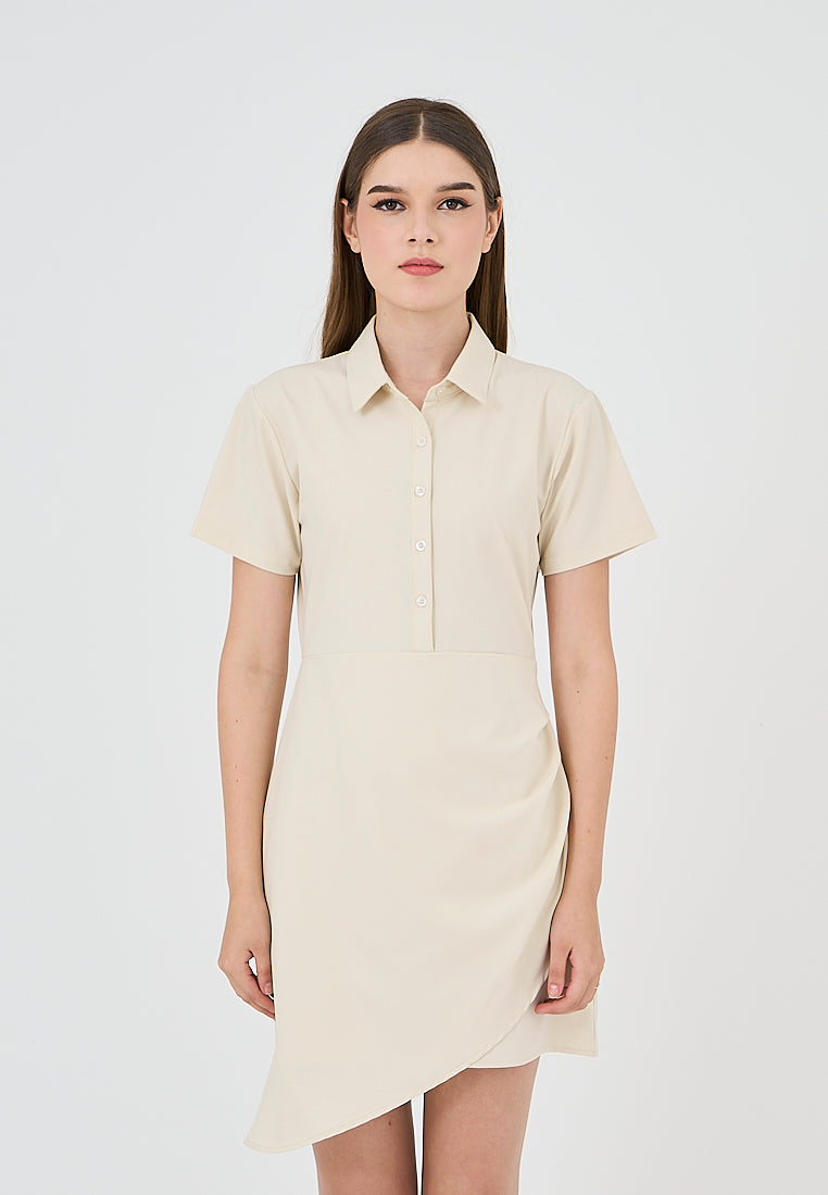 Mossimo Regine Beige Polo Dress with Overlap Skirt