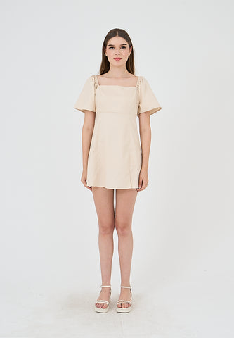 Mossimo Kirsten Beige Flare Mini Dress