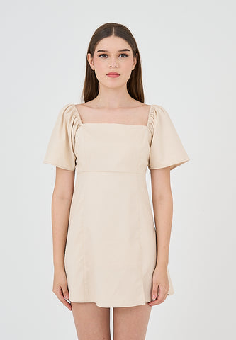 Mossimo Kirsten Beige Flare Mini Dress