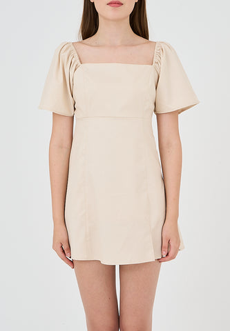 Mossimo Kirsten Beige Flare Mini Dress