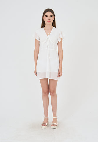 Mossimo Lauren White Mini Dress with Front Corset Opening