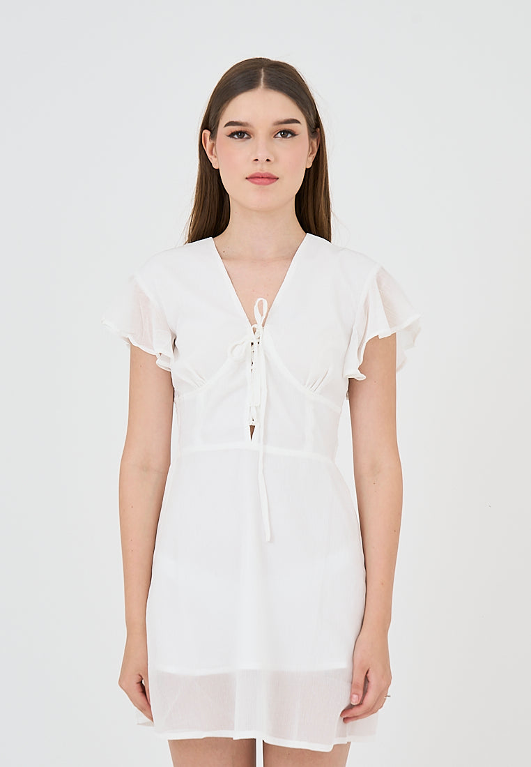 Mossimo Lauren White Mini Dress with Front Corset Opening