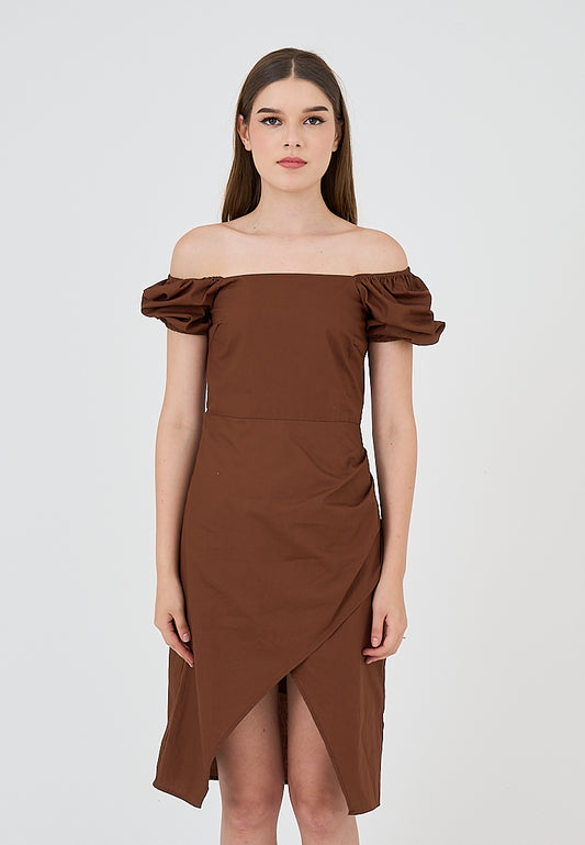 Mossimo Ashley Choco Brown Drape Dress
