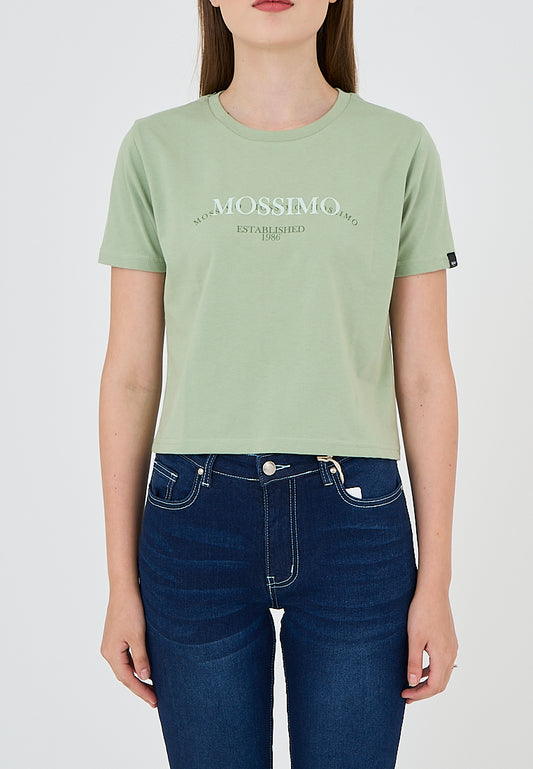 Mossimo Angelica Sage Green Classic Cropped Fit Tee