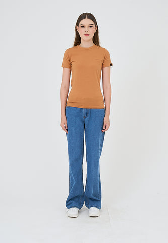 Mossimo Angeline Brown Body Fit Tee