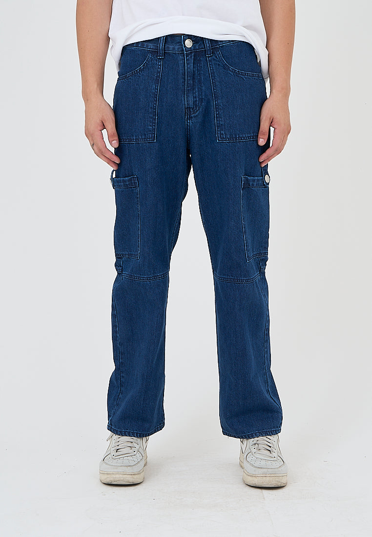 Mossimo Gavin Medium Blue Workwear Wide Leg Jeans