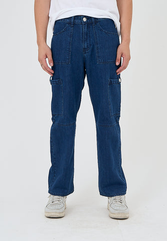 Mossimo Gavin Medium Blue Workwear Wide Leg Jeans