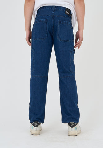 Mossimo Gavin Medium Blue Workwear Wide Leg Jeans