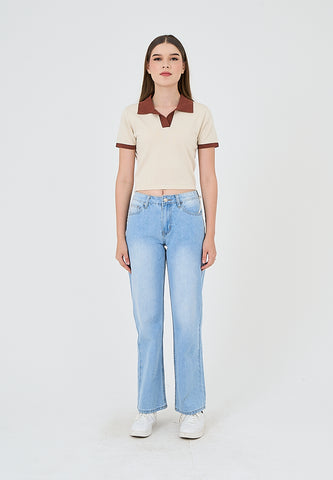 Mossimo Lilienne Light Beige Cropped Polo
