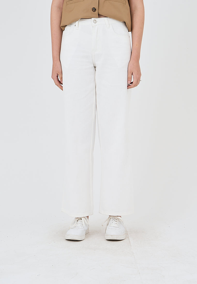 Mossimo Vivien White Five Pocket Wide Leg Mid Pants