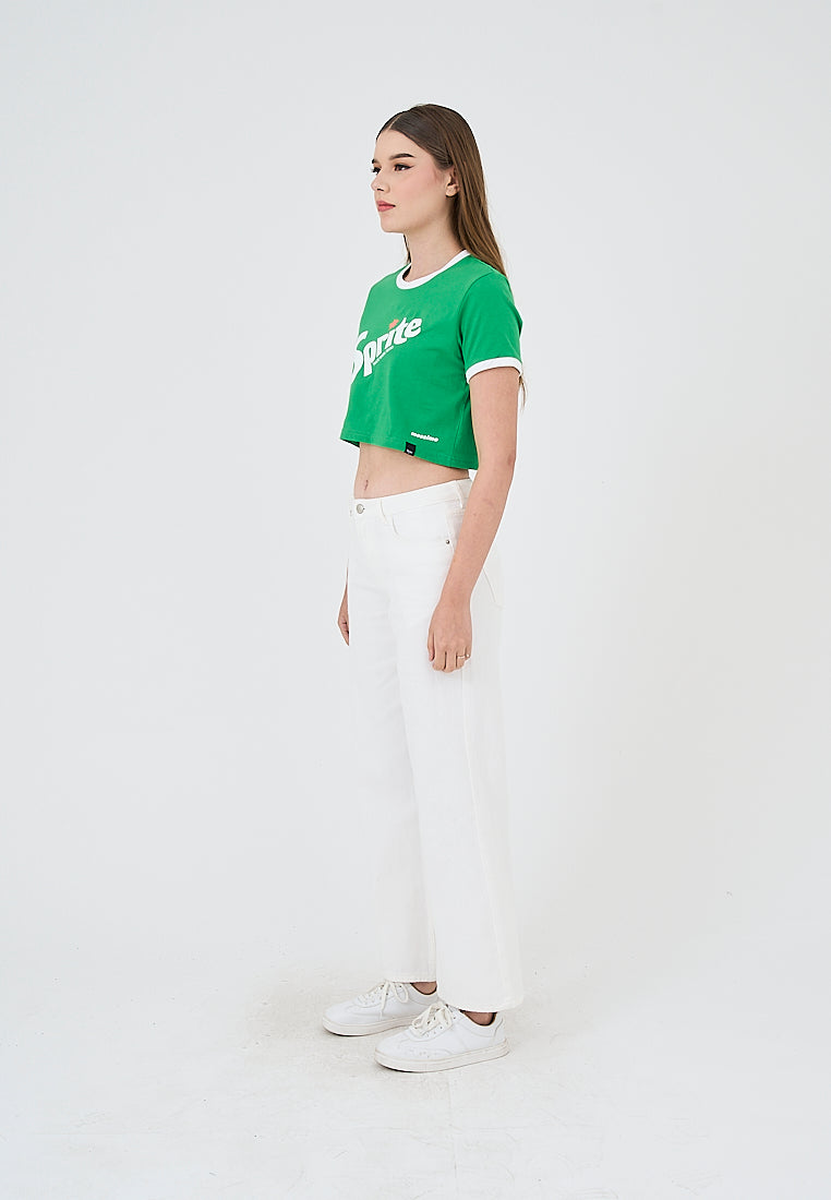 Mossimo Janneth Sprite Fern Green Ringer Vintage Cropped Fit Tee