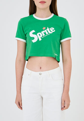 Mossimo Janneth Sprite Fern Green Ringer Vintage Cropped Fit Tee