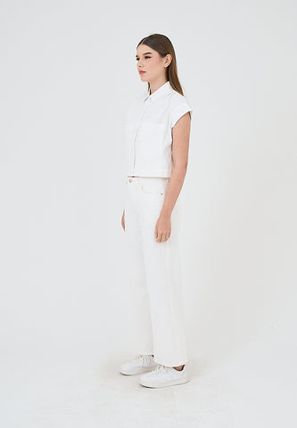 Mossimo Joy Off White Cropped Polo Shirt