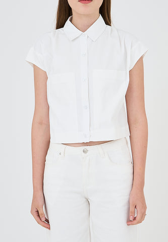 Mossimo Joy Off White Cropped Polo Shirt