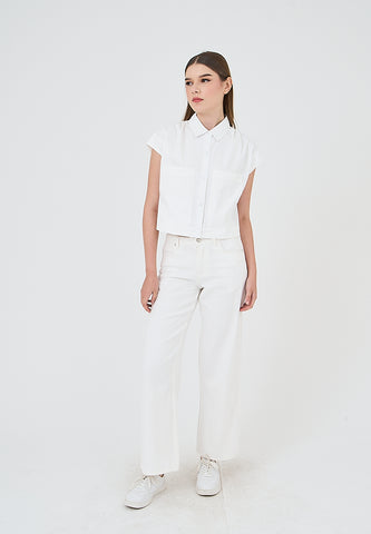 Mossimo Joy Off White Cropped Polo Shirt